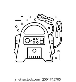 Jumper Cables Outline Icon, Vector illustration