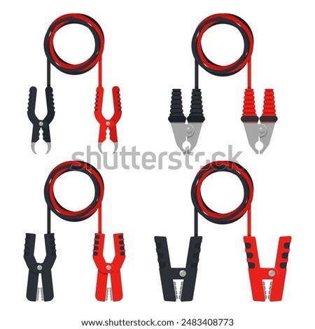 Jumper cables vector cartoon set isolated on a white background.