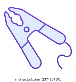 Icono plano del cable de carga del parachoques. Iconos azules del cable de alimentación del automóvil en estilo plano de moda. Diseño de gradiente de cargador de automóvil, diseñado para web y aplicación. Eps 10
