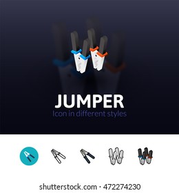 Jumper color icon, vector symbol in flat, outline and isometric style isolated on blur background