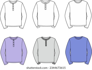 Jumper flat sketch. Sweatshirt set apparel design. Front view. Men CAD mockup. Fashion technical drawing template. Vector illustration.