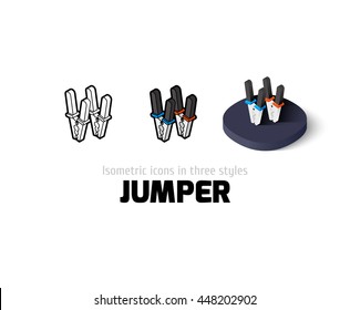 Jumper icon, vector symbol in flat, outline and isometric style