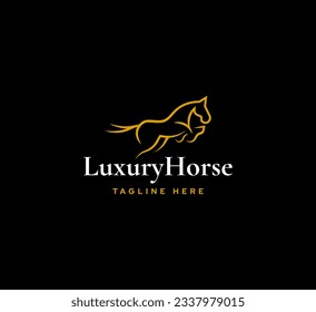 jumper logo, with cursive logotype and horse jumping vector