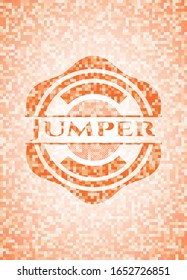 Jumper orange mosaic emblem. Vector Illustration. Detailed.