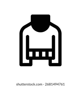 Saltador. Icono de Vector de trazo delineado con detalles rellenos de negro.