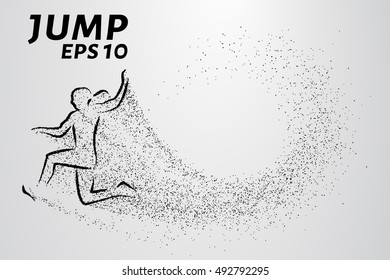 Jumper particles. Silhouette of a jumper of the small circles.
