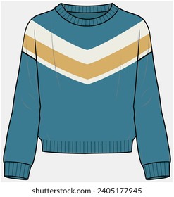 JUMPERS WEATER CON DETALLE DE CHEVRON DISEÑADO PARA NIÑAS ADOLESCENTES Y NIÑAS EN ARCHIVO DE ILUSTRACIÓN DE VECTOR