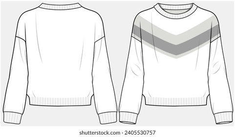 JUMPERWÄTER MIT CHEVRON-DETAIL FÜR ZEHN MÄDCHEN UND KID-MÄDCHEN IN VEKTORGRAFIL-ILLUSTRATIONDATEI