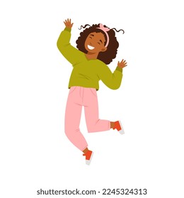 Ilustración de vectores divertidos para las niñas afroamericanas que sienten felicidad y emoción