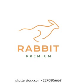 jumping animal cattle rabbit rare minimal line modern logo design icon vector illustration