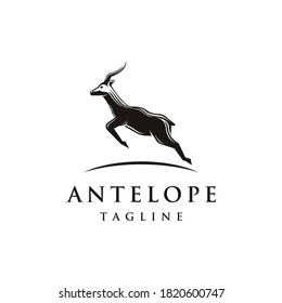 Jumping antelope logo icon vector template on white background