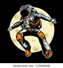 Jumping Astronaut  Illustration perfect for tshirt design or clothing brand / apparel
