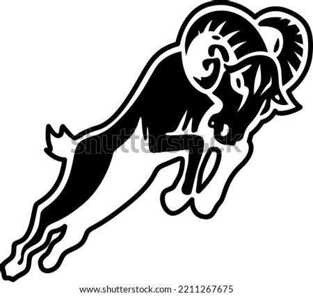Jumping Attacking Sheep Animal Clipart (Editable file) - Vector Illustration