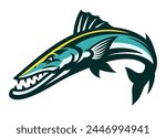 Jumping Barracuda Fish Mascot Cartoon