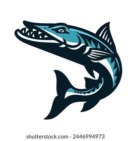 Jumping Barracuda Fish Sport Mascot Cartoon