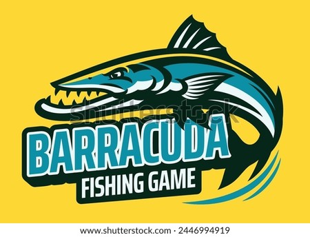 Jumping Barracuda Fishing Game Mascot Logo Design