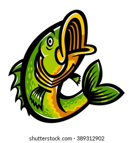 Jumping Bass Fish vector icon