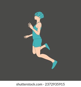 Jumping beautiful woman. Sport girl illustration. Young woman wearing workout clothes. Sport fashion girl outline in urban casual style.