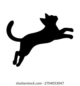 Vector de silueta de gato negro saltando	