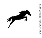 Jumping Black Horse Silhouette Illustration