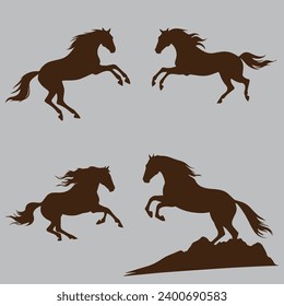  Jumping Black horse , vector illustration
