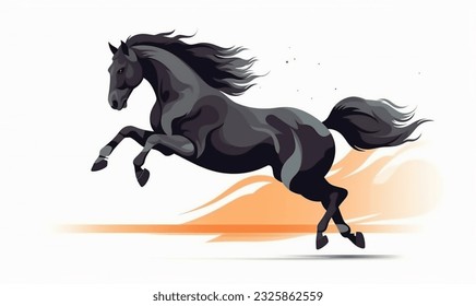 jumping black horse,white background ，jumping  horse，horse，black horse