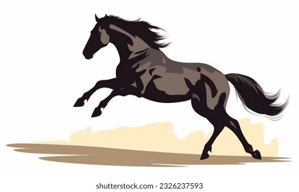 jumping black horse,white background,racing horse
