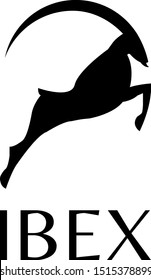 Jumping Black Silhouette Ibex, Goat, Antelope Logo 