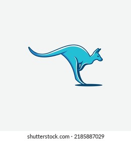 Jumping blue kangaroo logo vector, perfect for modern business especially kangaroo animal character.