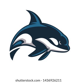 Jumping blue killer whale can be used as logo