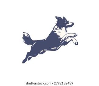 Jumping Border Collie vector illustration. Suitable for logos, branding, sports teams, stickers, apparel, and print design
