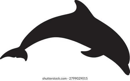 Jumping bottlenose dolphin silhouette graphic element for marine wildlife design projects isolated on transparent background