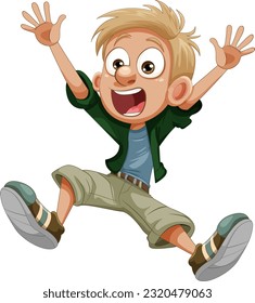 Jumping Boy Cartoon Character illustration