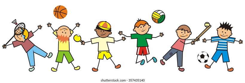 Jumping boys, vector illustration