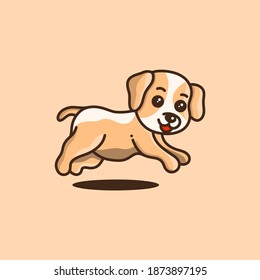 Jumping brown dog, simple flat vector illustration