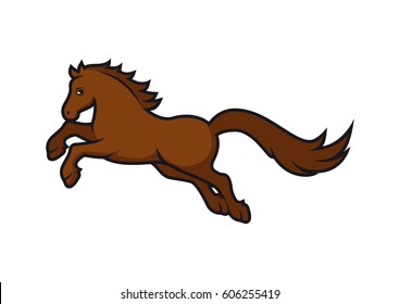 Jumping brown horse vector illustration. Brown horse icon isolated on a white background. Jumping horse graphic design element
