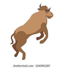 Jumping buffalo icon isometric vector. American bison. Animal herd