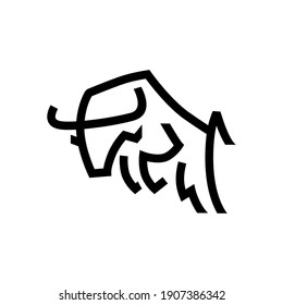 jumping bull line monoline logo vector icon illustration