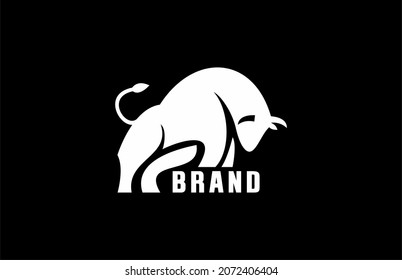 Jumping Bull Logo Design Vector