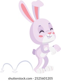 Jumping bunny cartoon character. Funny smiling rabbit isolated on white background