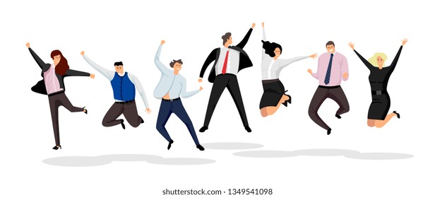 Jumping business people. Large group of jumping business people vector isolated on white background.