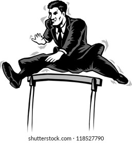 Jumping businessman