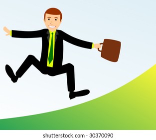 Jumping businessman