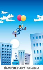 Jumping businessman