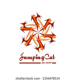 the jumping cat around circle logo template