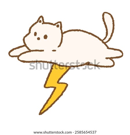 Jumping Cat with Lightning Japanese Style Illustration
