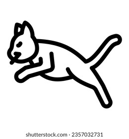 Jumping cat line icon, funny animals concept, kitty bounds and leaps vector sign on white background, outline style icon for mobile concept and web design. Vector graphics