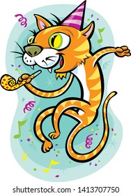 Jumping Cat Party Animal with 
Noisemaker