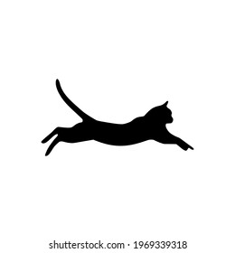 Jumping Cat Silhouette Illustration for Logo or Graphic Design Element. Vector Illustration