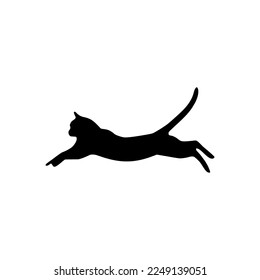 Jumping Cat Silhouette Illustration for Logo or Graphic Design Element. Vector Illustration